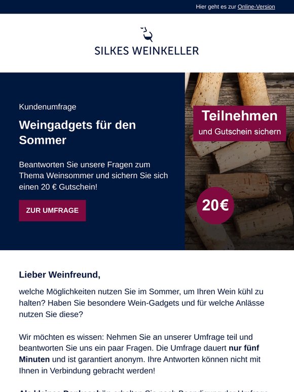 Ihr 20 € Gutschein, lieber Weinfreund.