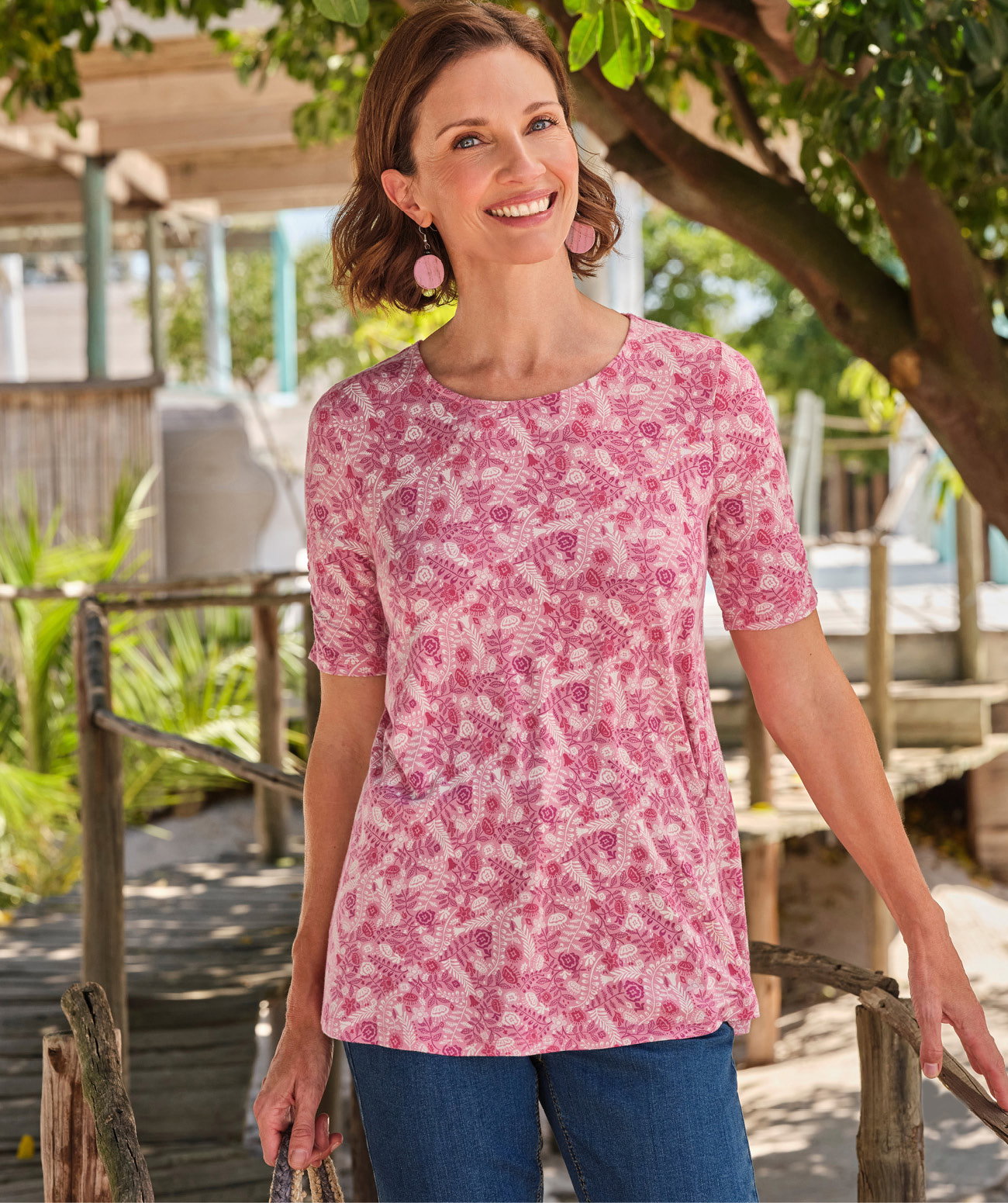 Gathered Sleeve Swing Top