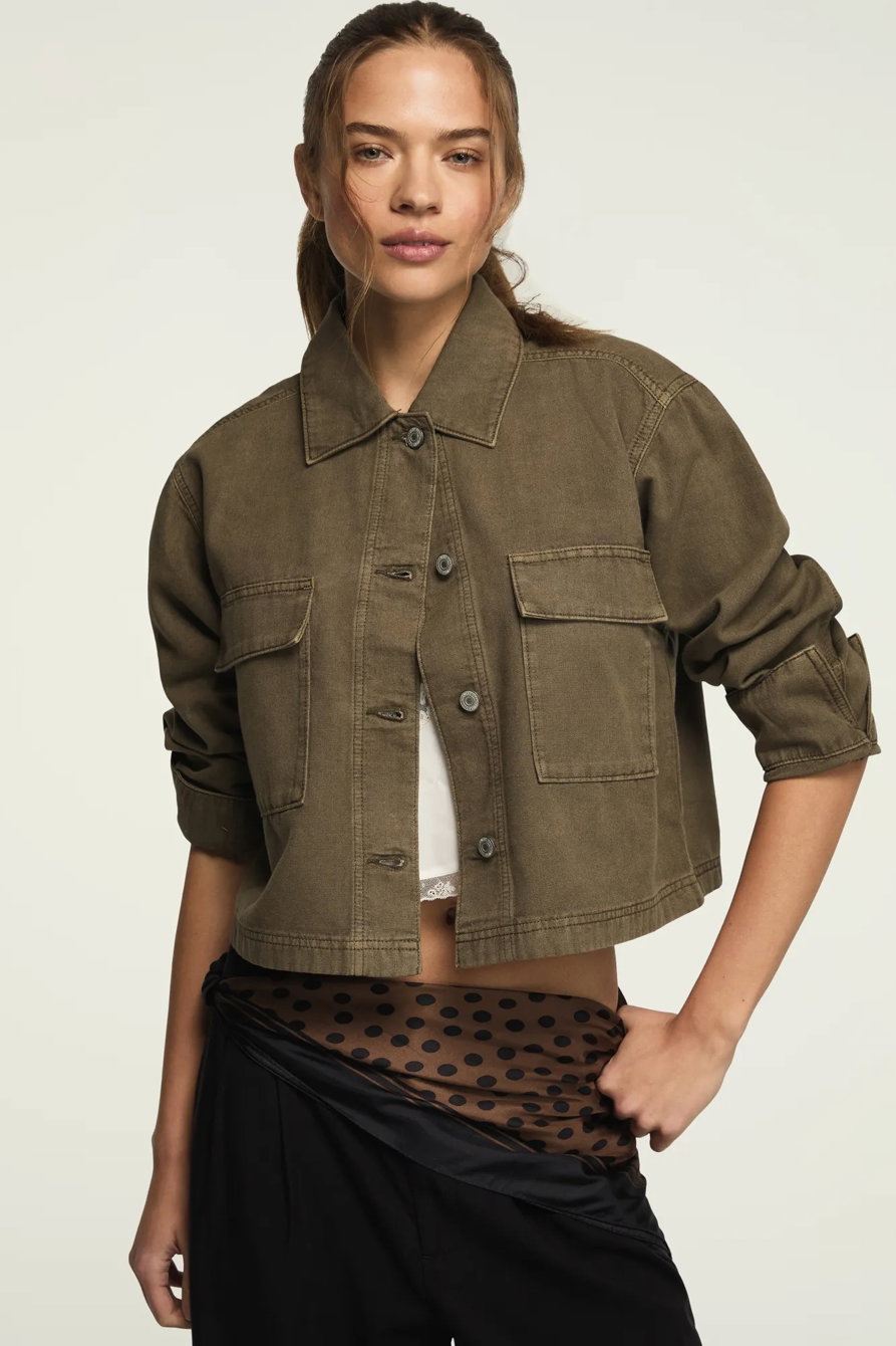 Image of Lucky Brand Denim Utility Jacket - Women's Clothing Outerwear Jackets Coats in Easy Day Wash