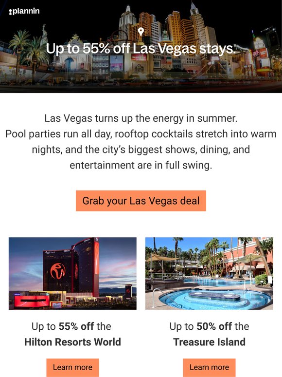Up to 55% off Las Vegas stays.