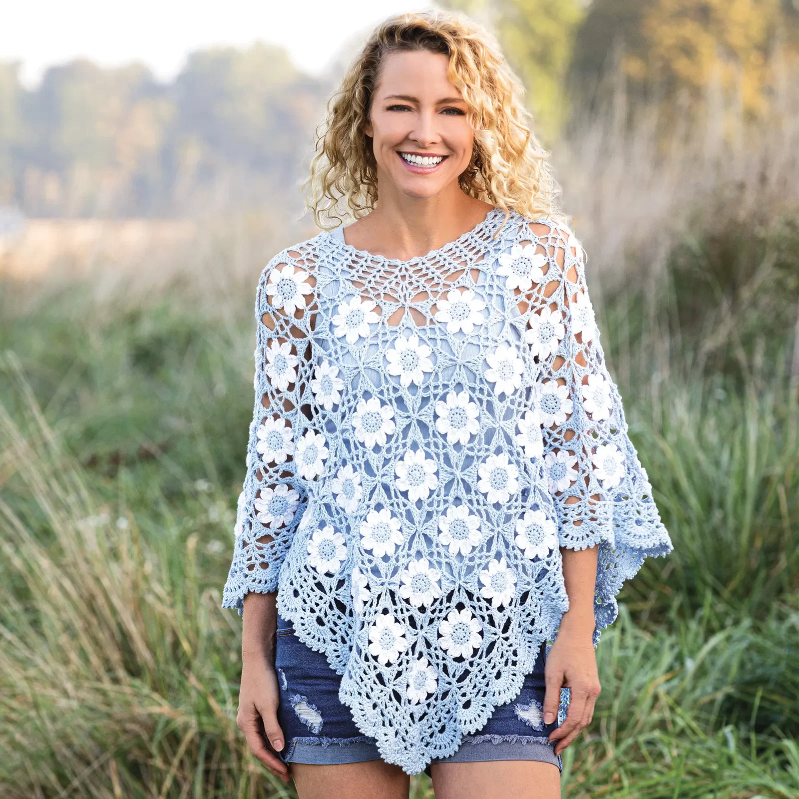 Field of Flowers Poncho Crochet Pattern - Digital Download