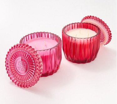 HomeWorx by Slatkin + Co. S/2 14oz Faceted Glass Candles