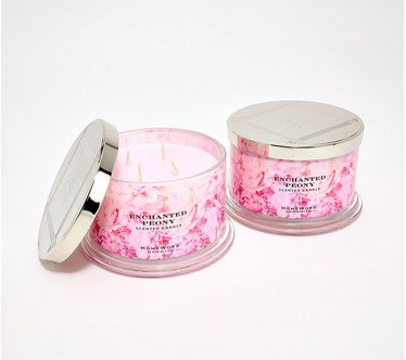 HomeWorx by Slatkin + Co. S/2 18oz Enchanted Peony Candles