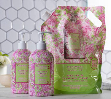 HomeWorx by Slatkin + Co. S/2 Hand Soaps & Refill Bag in Melon Mint