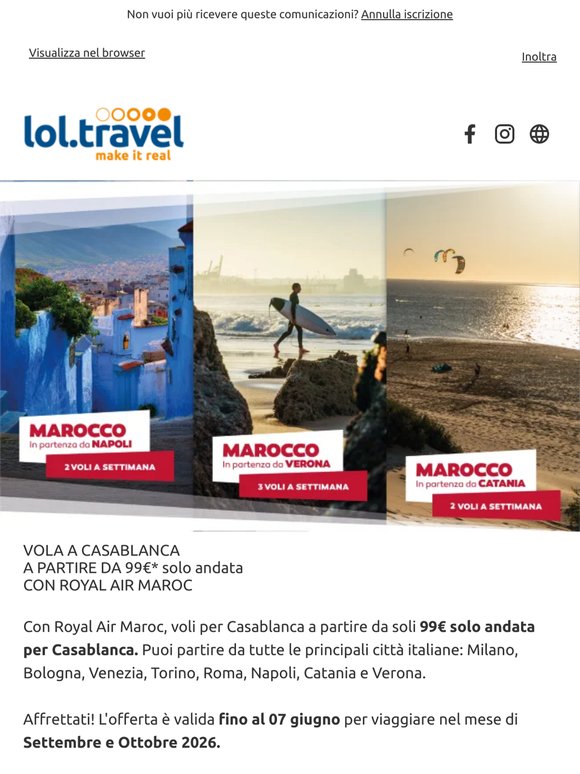 Parti per Casablanca da 99€ solo andata!