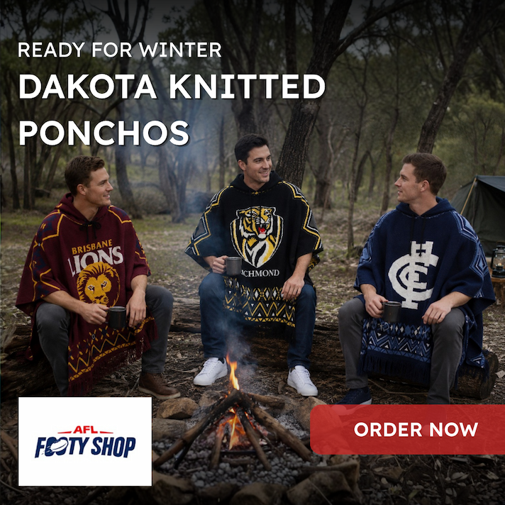 Three men wearing AFL ponchos around a camp fire