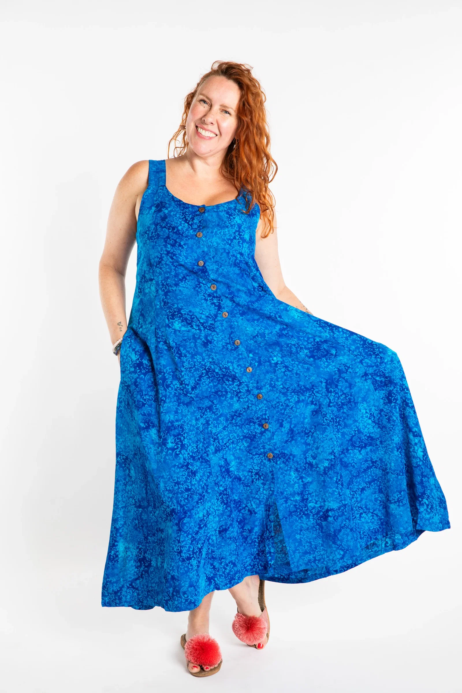 Image of Ani Button Batik Maxi Dress