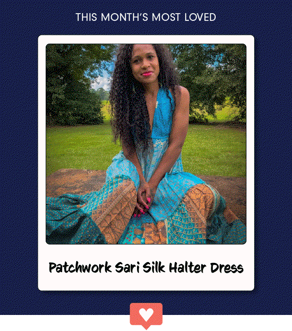Patchwork Sari Silk Halter Dress