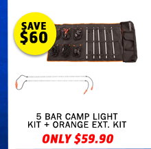 Complete 5 Bar Camp Light Kit + Orange LED Camp Light Extension Kit