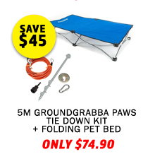 GroundGrabba Grounded Paws Tie Down Kit - 5m + Folding Pet Bed