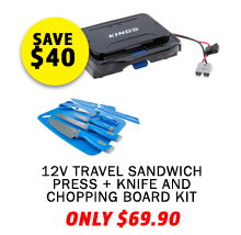 12V Travel Sandwich Press + Knife and Chopping Board Kit