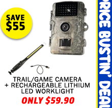 Trail/Game Camera + Rechargeable Lithium LED Worklight