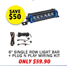 6 Single Row Light Bar + Plug N Play Wiring Harness