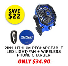 2in1 Lithium Rechargeable LED Light & Fan + 15W Wireless Phone Charger