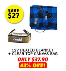 12V Heated Blanket + Clear Top Canvas Bag