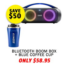 Bluetooth Boom Box + Blue Coffee Cup
