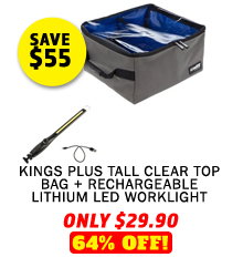 Plus Tall Clear Top Bag + Rechargeable Lithium LED Worklight