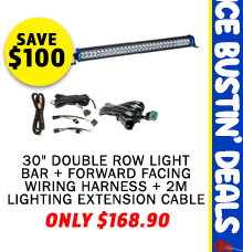 30 Double Row Light Bar + Plug N Play Wiring Harness + 2m Lighting Extension Cable