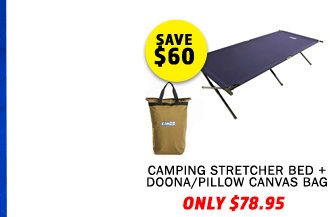 Camping Stretcher Bed + Doona/Pillow Canvas Bag
