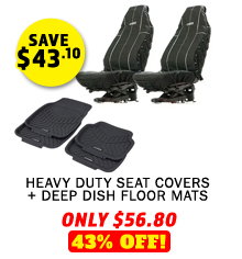 Heavy Duty Seat Covers (Pair) + Deep Dish Floor Mats (4 Pack)