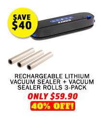 Rechargeable Lithium Vacuum Sealer + Vacuum Sealer Rolls 3-Pack