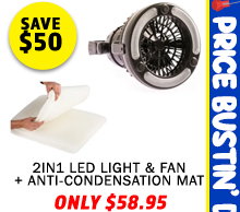 2in1 LED Light & Fan + Rooftop Tent Anti-Condensation Mat