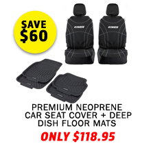 Premium Neoprene Seat Covers (Pair) + Deep Dish Floor Mats (4 Pack)