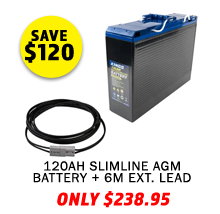 12V 120Ah Slimline AGM Battery + Solar Extension Lead - 6 Metre