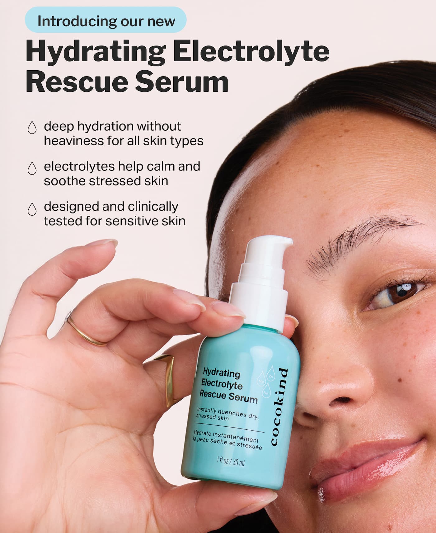 Plumps skin with lightweight, deep hydration. Our newest addition to the electrolyte family is a fast-absorbing milky serum that deeply hydrates, and calms stresses skin.   Dropping on 6/3 - make sure you’re on the list! 