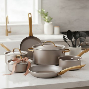 Farberware 10PC Ceramic Aluminum Cookware Set 350F Radiant Stainless Steels