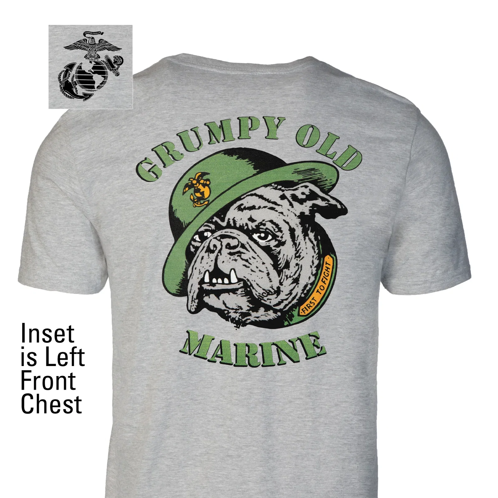 Image of Grumpy Old Marine Bulldog Mascot T-shirt- Back Design