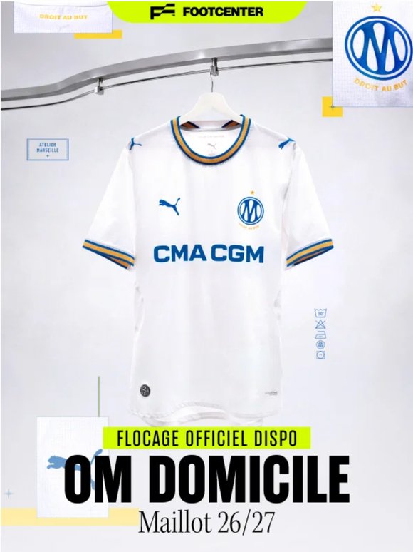 Nouveau maillot domicile Marseille 26/27
