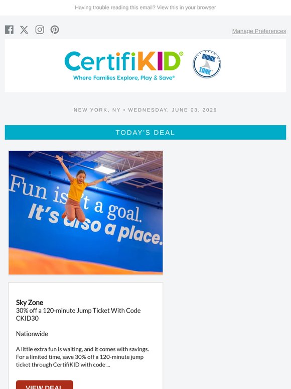 Sky Zone Jump Passes (30% off!)
