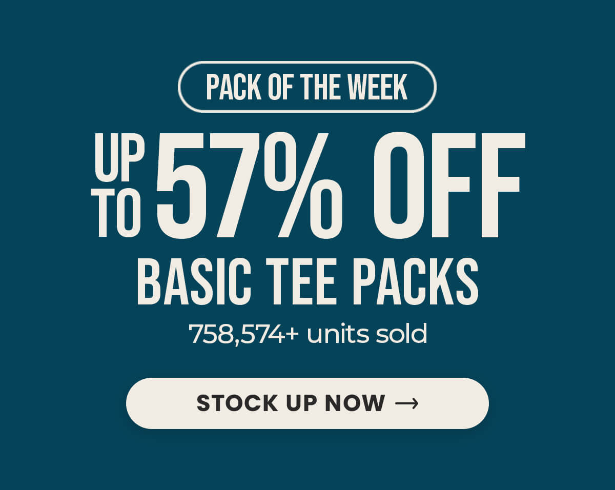 Up to 57% of basic tee packs