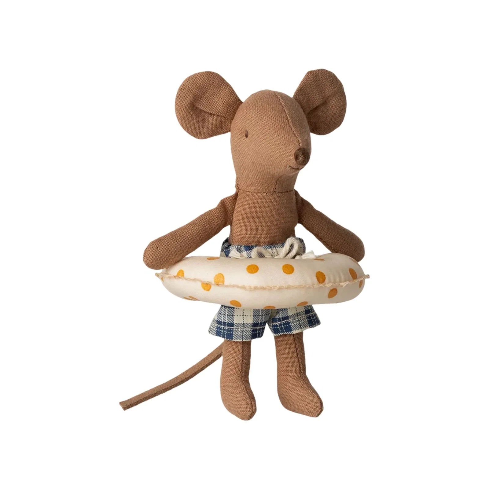 Image of Maileg Little Brother Beach Mouse with Float - Yellow Dots