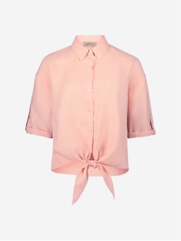 Leinenbluse Knotendetail 3/4-Arm für Damen