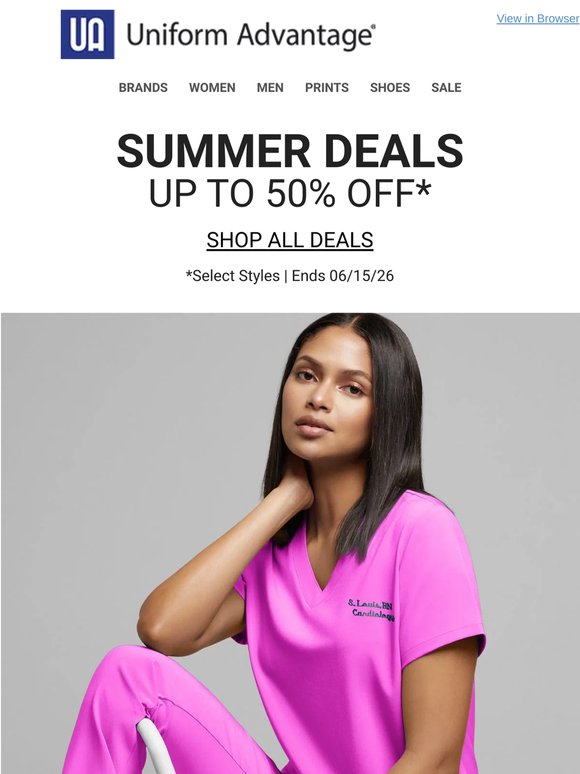 ☀️ Up to 50% Off Summer Deals on Cherokee, Easy Stretch, Butter-Soft Stretch, and more.