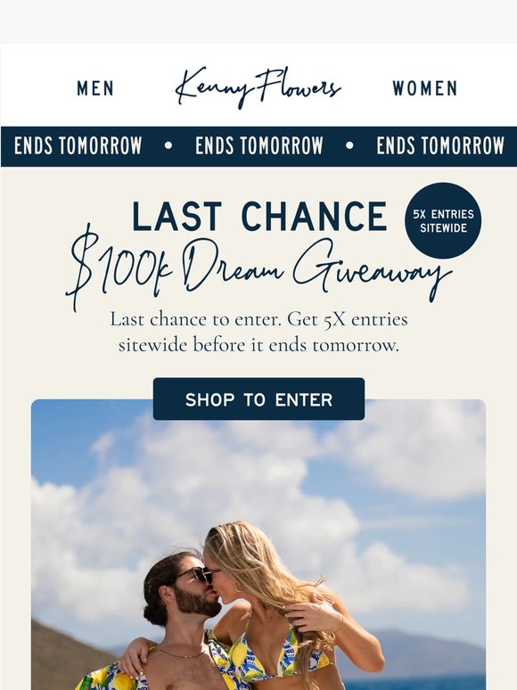 Ends Tomorrow: $100K Dream Giveaway 🌴
