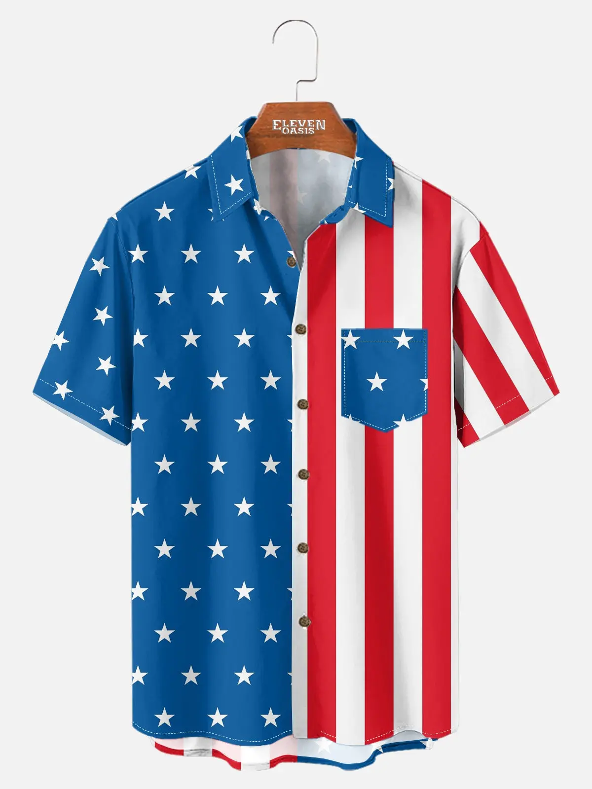 Image of Men's Classic Americana Flag Short Sleeve Shirt