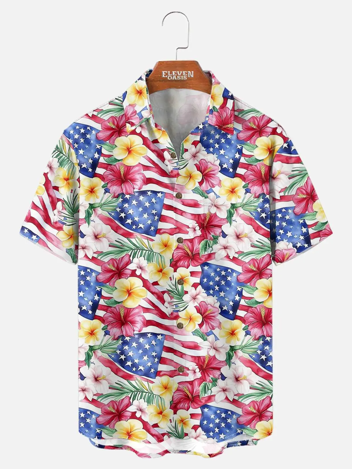 Image of Men's Tropical Americana Floral Short Sleeve Shirt