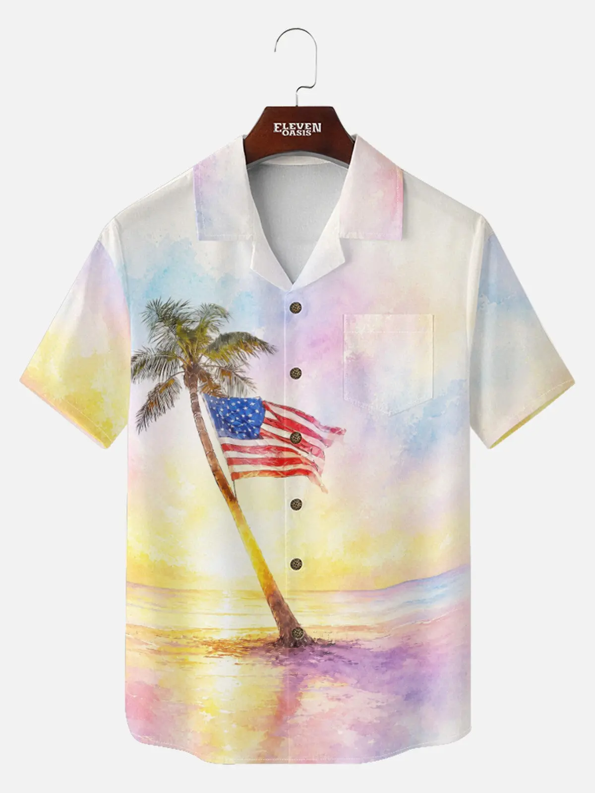 Image of Men's Coastal Americana Palm Short Sleeve Shirt