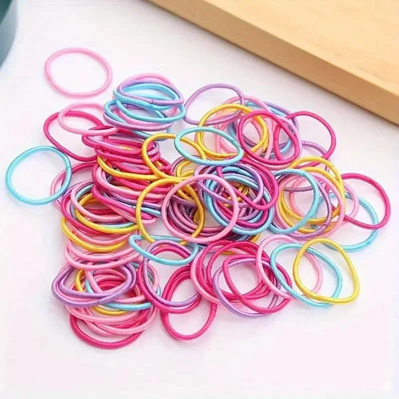 Image of 100-Pieces: High Elastic Leather Hair Rope Ponytail Bands - Seamless