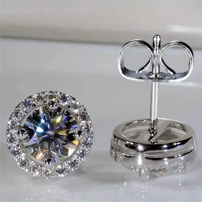 Image of White Zirconia Round Stud Earrings