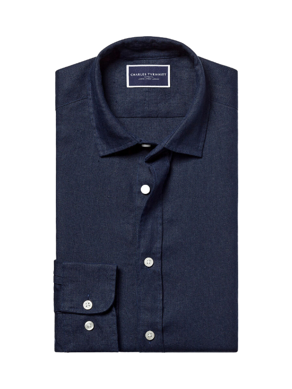 Pure Linen Shirt - Navy