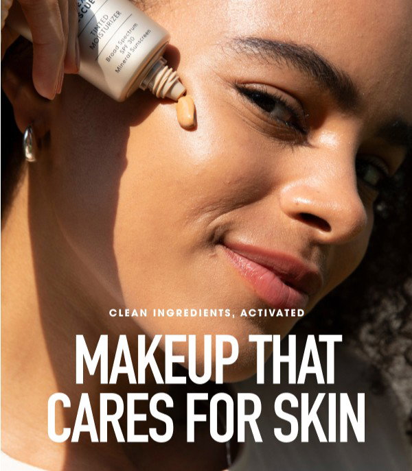 Model applying Complexion Rescue Tinted Moisturizer