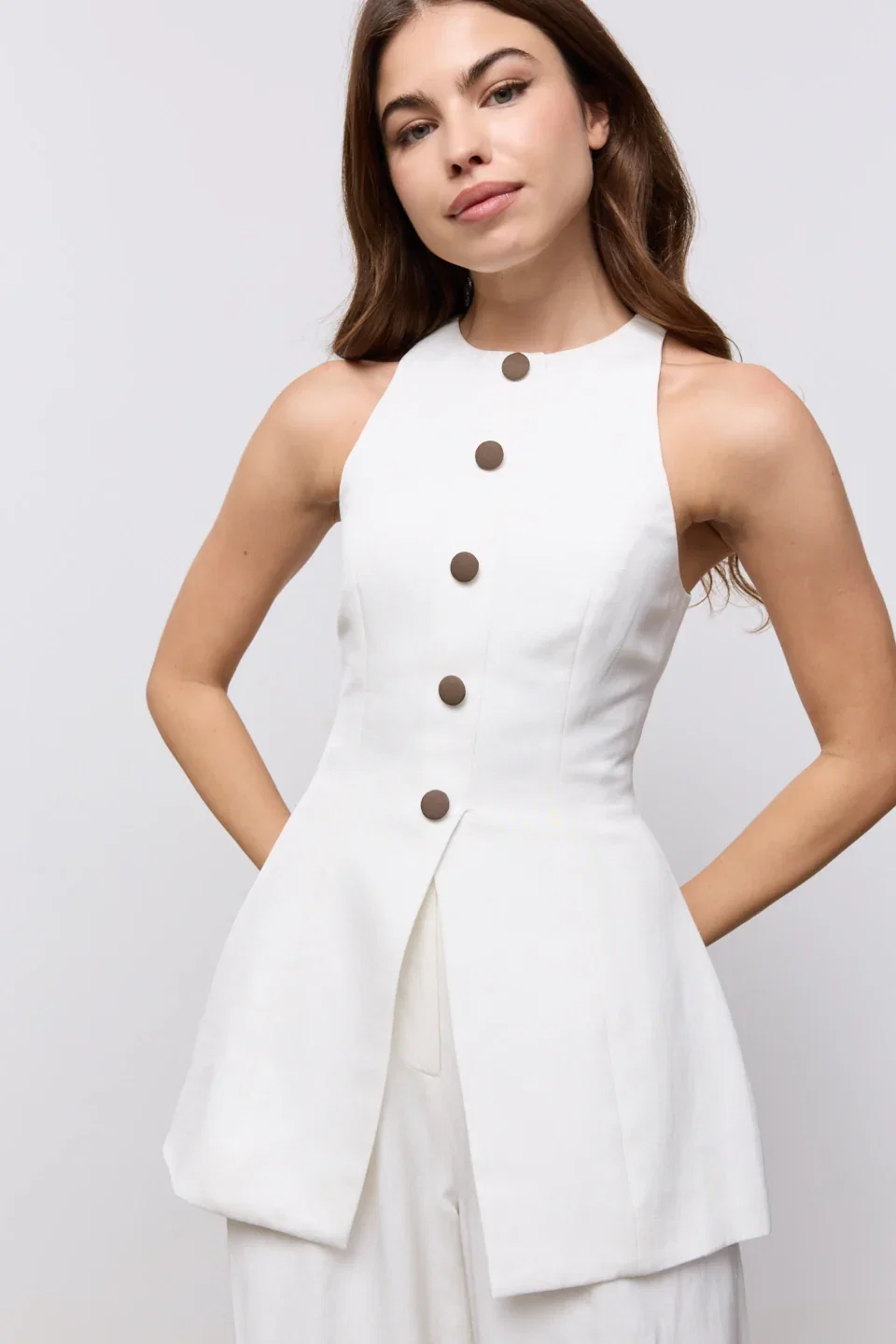 Image of Linen Mix Waistcoat