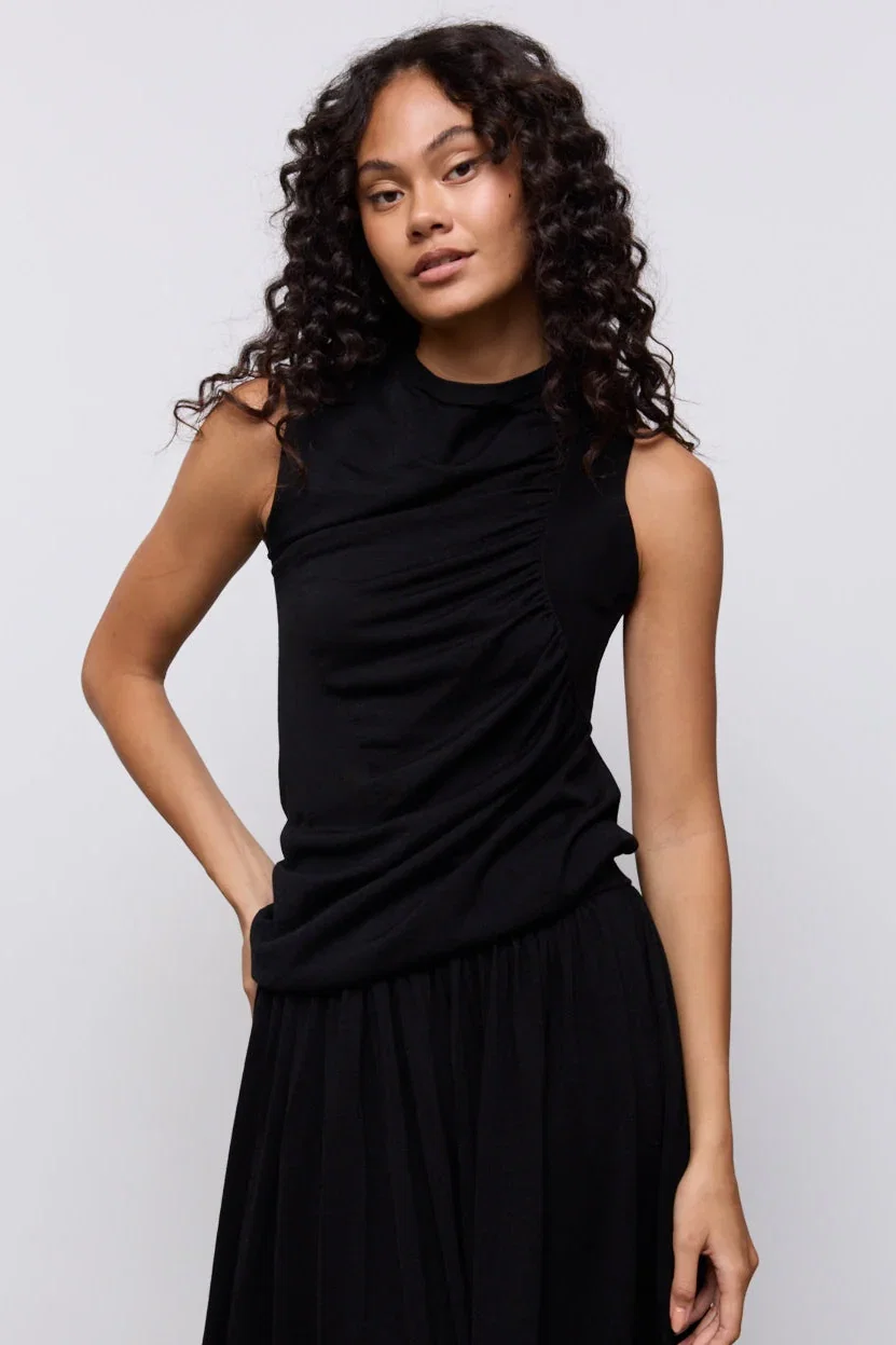 Image of Sheer Gathered Detail Top