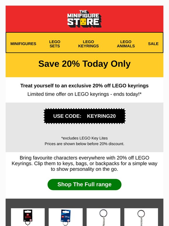 20% Off LEGO Keyrings – Limited Time