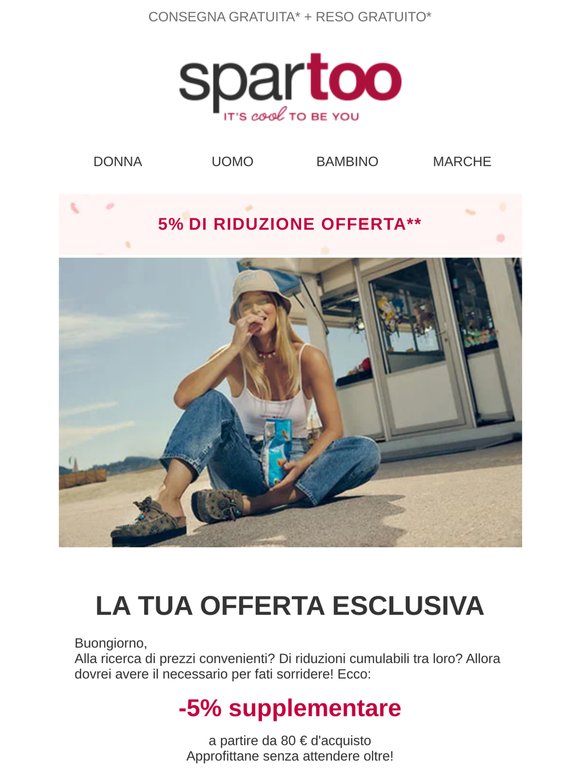 -5% supplementare durante i saldi: la piccola sorpresa del giorno.