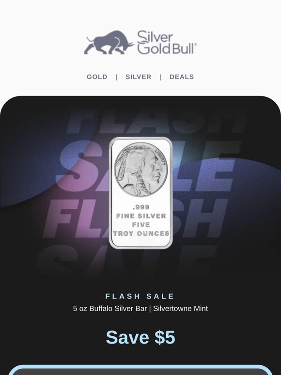 ⚡Flash Sale: 5 oz Buffalo Silver Bar | Silvertowne Mint⚡
